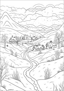 Winter coloring pages for adults kids