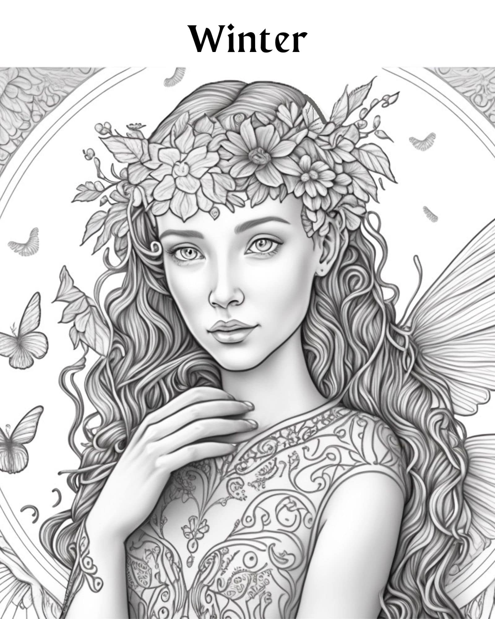 Fascinating fairy coloring pages for adults