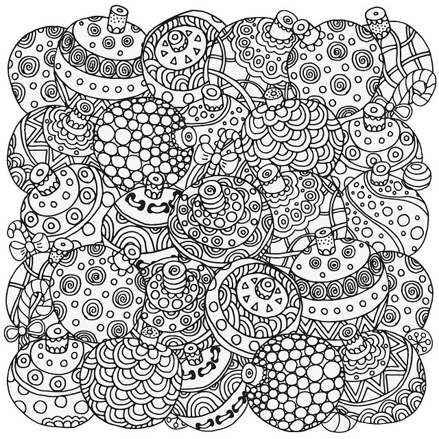 Hand drawn coloring pages of winter anti stress therapyâ