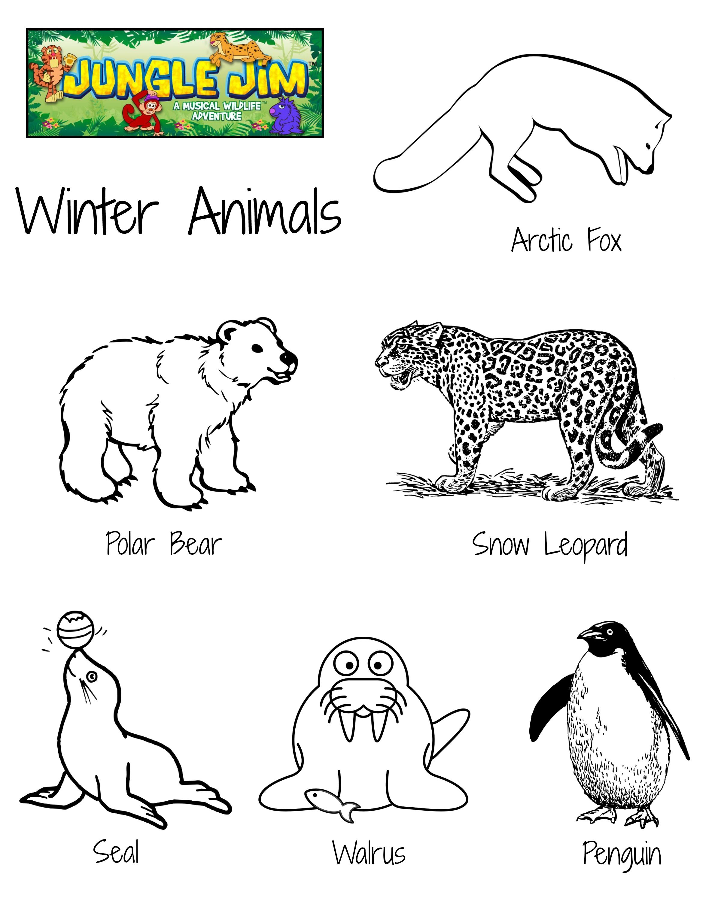 Winter animal free printable coloring page with lots of cute winter animals junglejim winteâ animal coloring pages bear coloring pages animals that hibernate