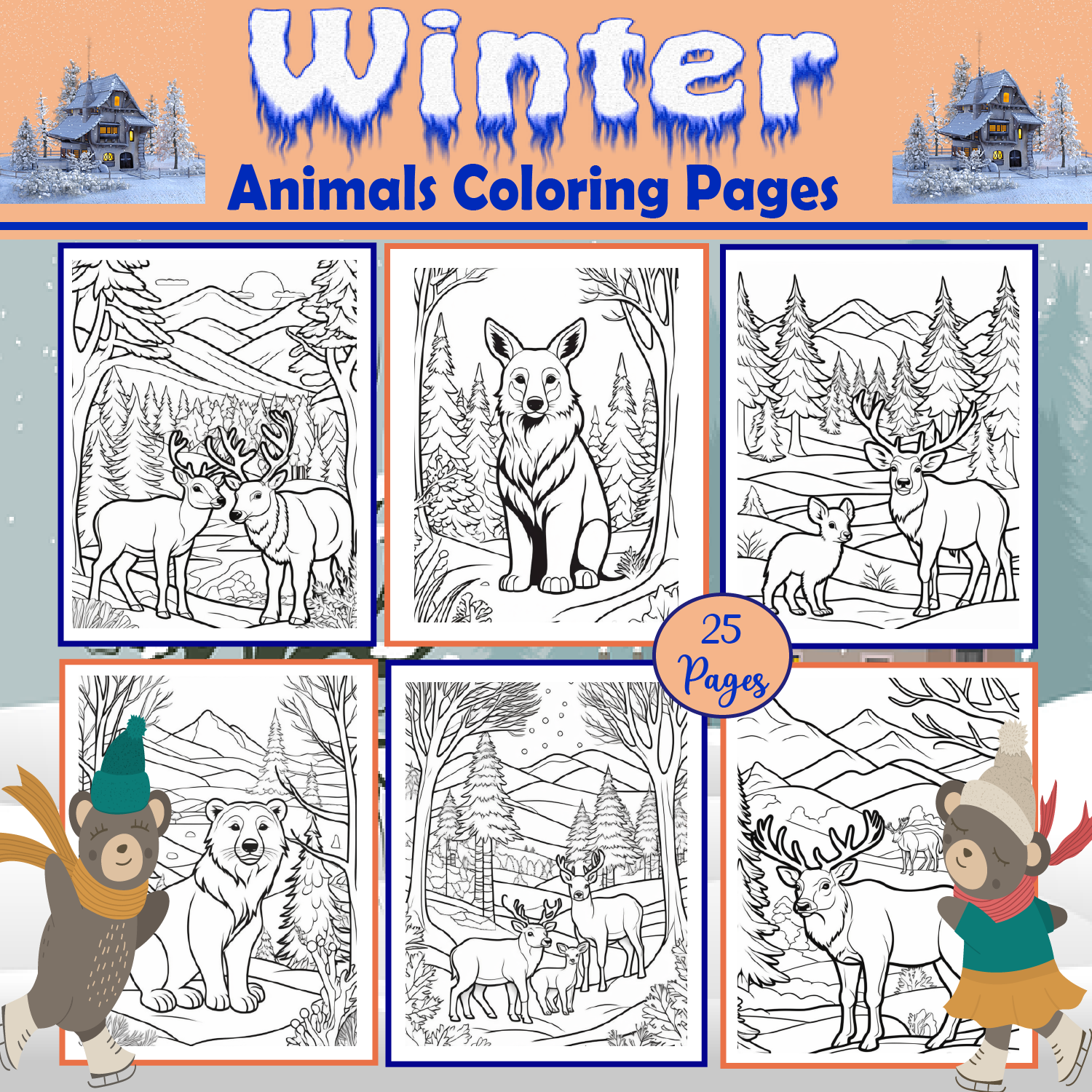 Winter animals coloring pages made by teachers