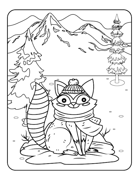 Page winter animal coloring images