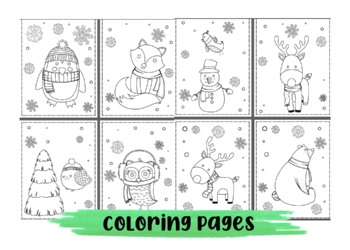 Winter animals coloring pages by kiddie resources tpt