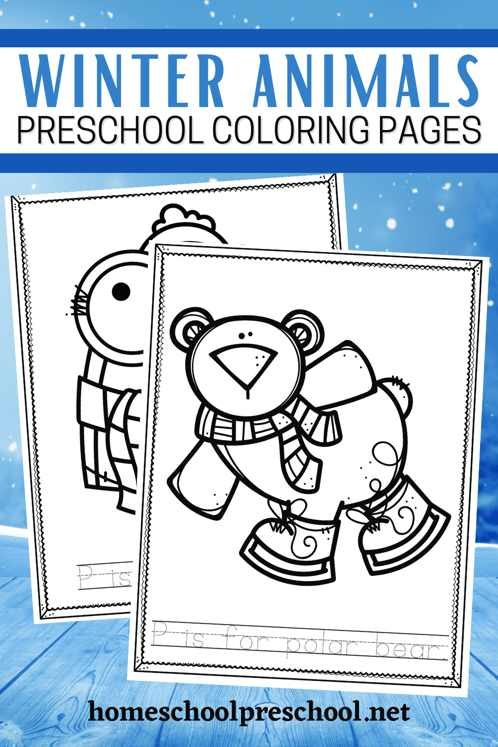 Winter animals coloring pages for preschool story