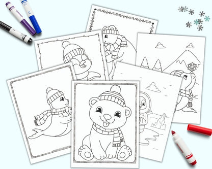 Cute winter animals printable coloring book â the artisan life