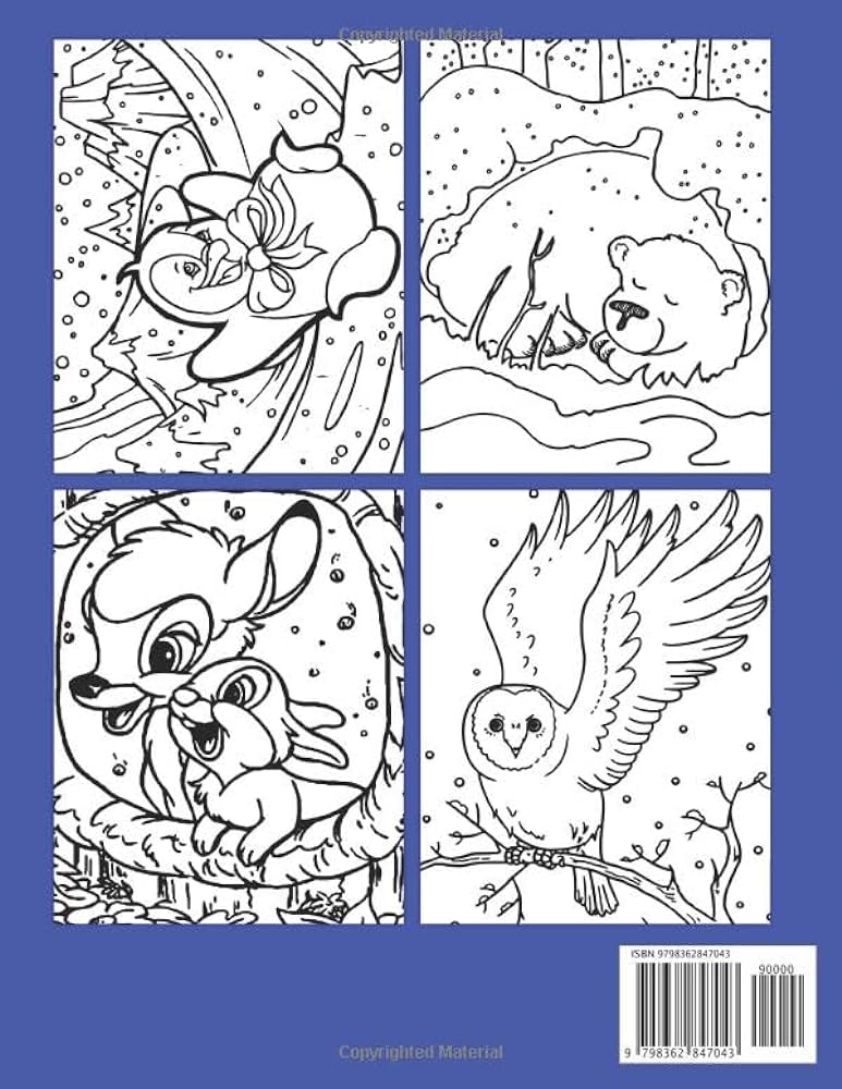 Winter animals coloring book fun and easy coloring pages with beautiful illustrations provide stress relief and relaxation gift idea for kids joy rainbow books