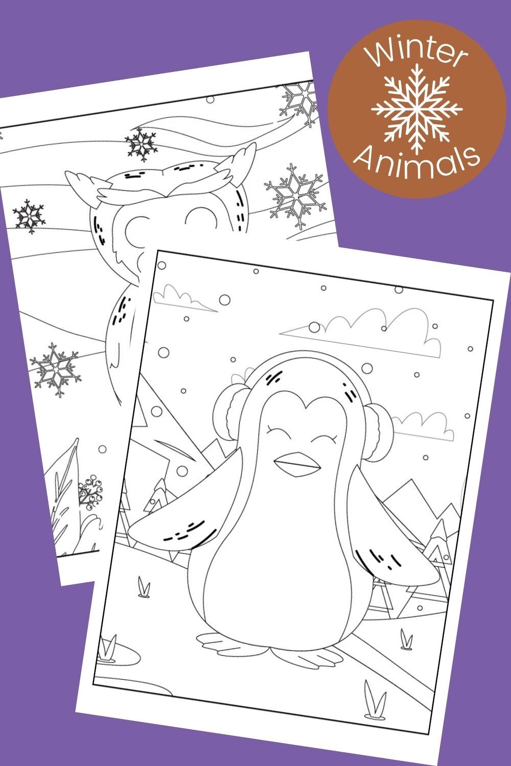 Winter animal coloring pages