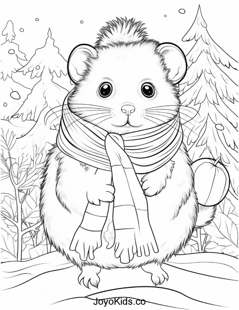 Free winter animals loring pages for kids printable pdf download