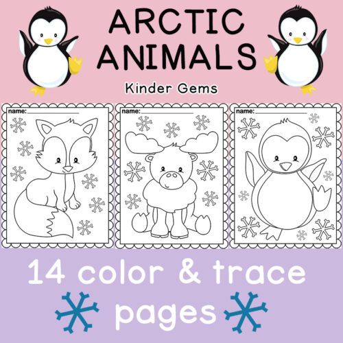 Arctic animals coloring pages tracing letters winter unit kindergarten made by teachers