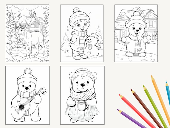 Winter animals coloring pages winter coloring pages winter coloring sheets printable winter coloring pages instant download