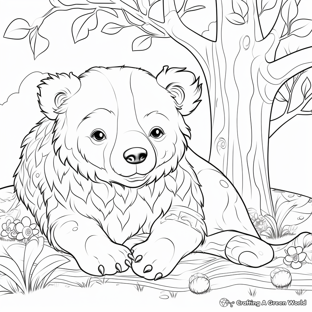 Hibernating bear coloring pages