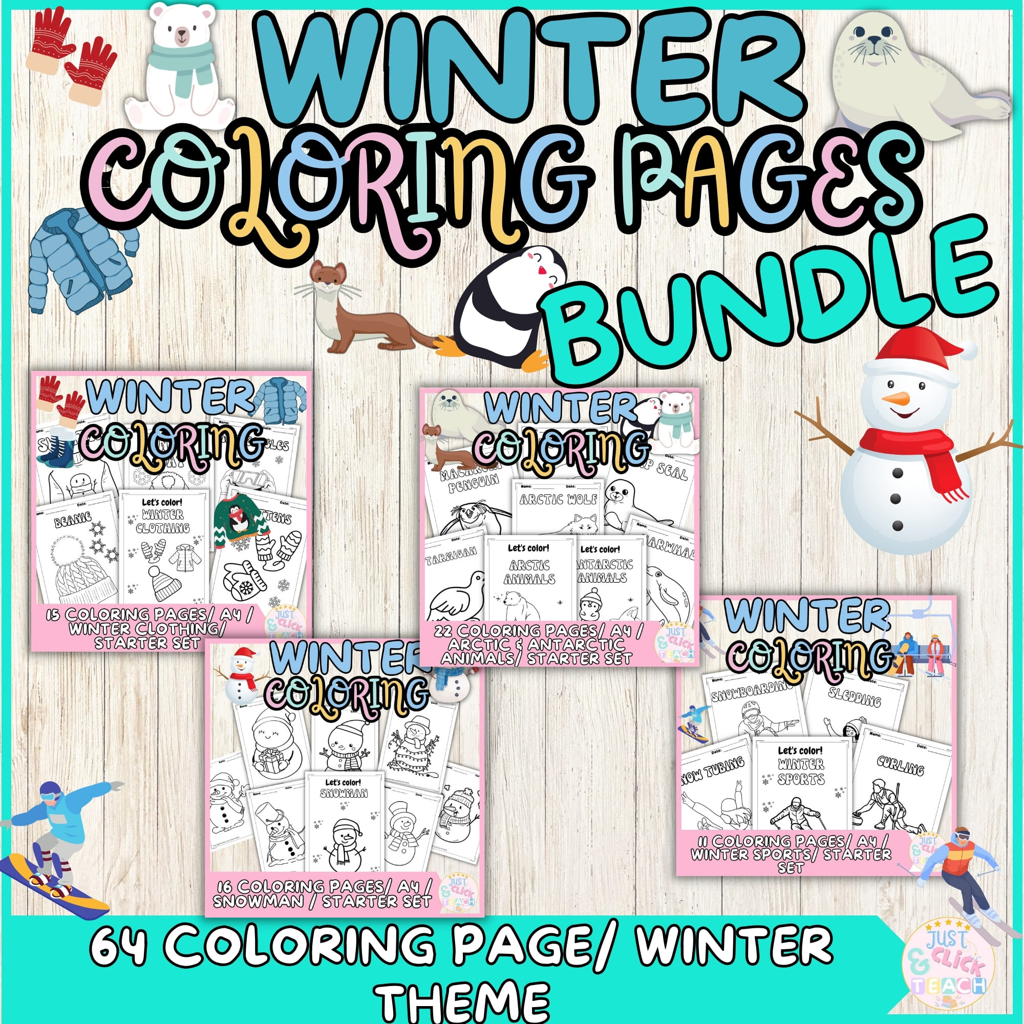 Winter no prep coloring pages bundle winter long fun coloring pages made by teachers