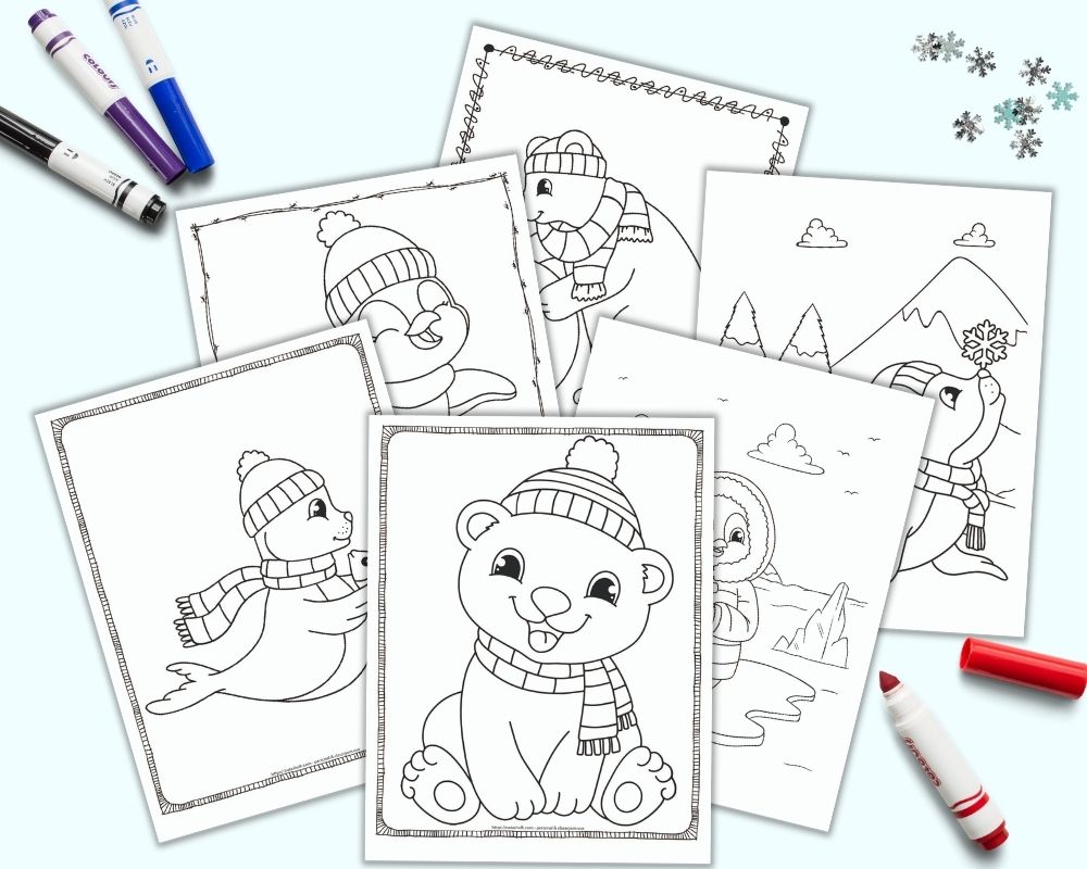 Cute winter animals printable coloring book â the artisan life