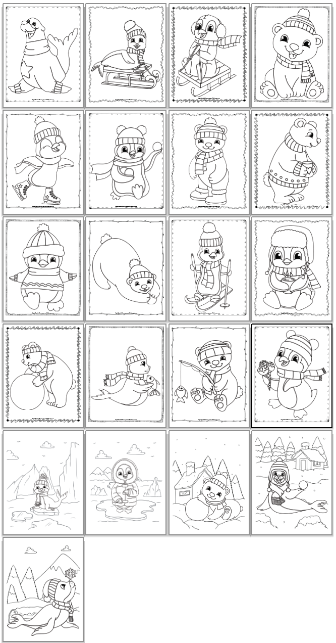 Cute winter animals printable coloring book â the artisan life