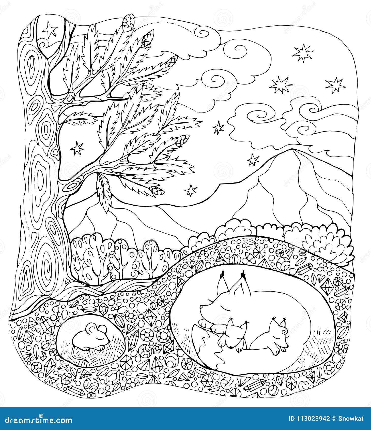 Coloring page forest animals stock vector