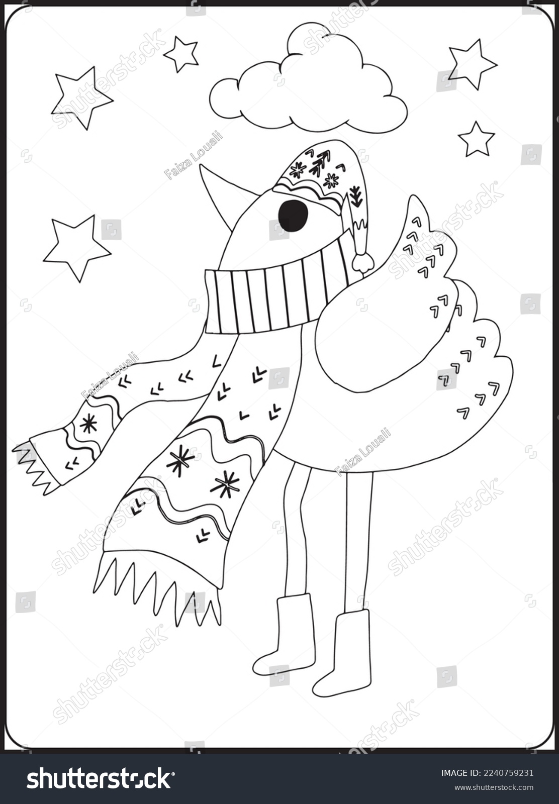 Cute winter animals coloring pages stock vector royalty free