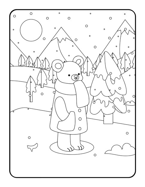 Page winter animal coloring images