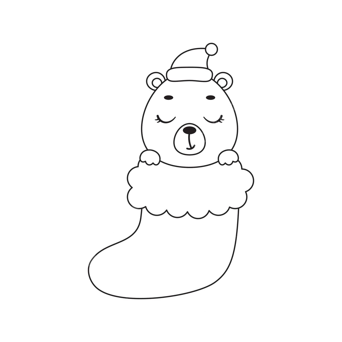 Christmas bear coloring page for kids with cute animal illustration vector christmas drawing bear drawing animal drawing png and vector with transparent background for free download