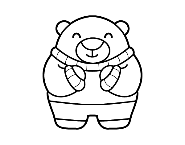 Bear in winter coloring page