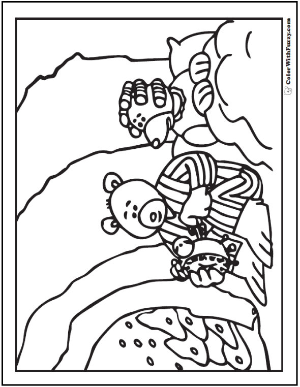 Hibernating bears coloring page cave alarm clock and pjs