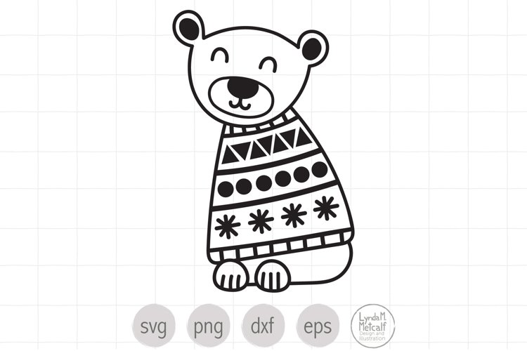 Winter bear svg cut file for christmas polar bear svg