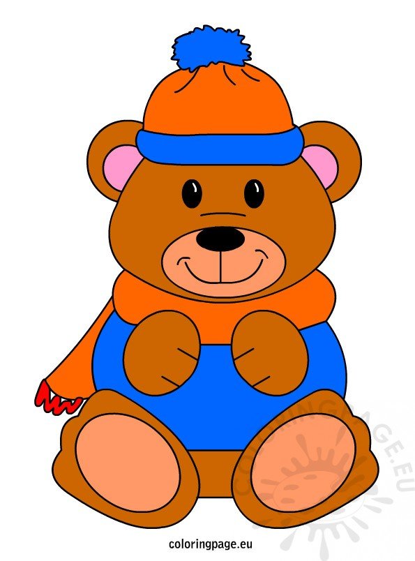 Winter bear coloring page