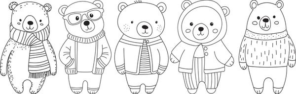 Thousand cute bear color black white royalty