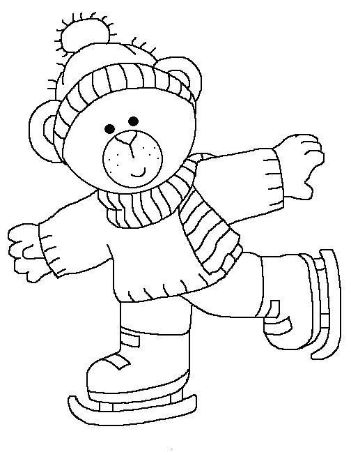 Ice skating bear coloring pages winter bear coloring pages christmas coloring pages