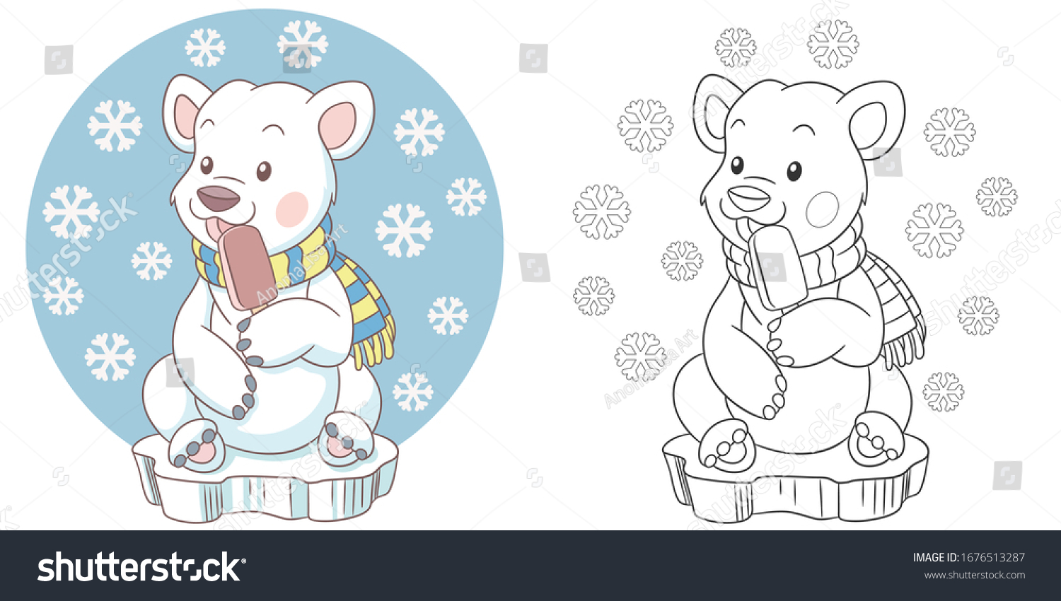 Coloring page colouring picture white bear stock vector royalty free