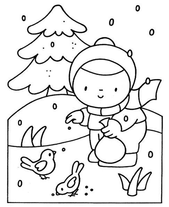 Free easy to print winter coloring pages