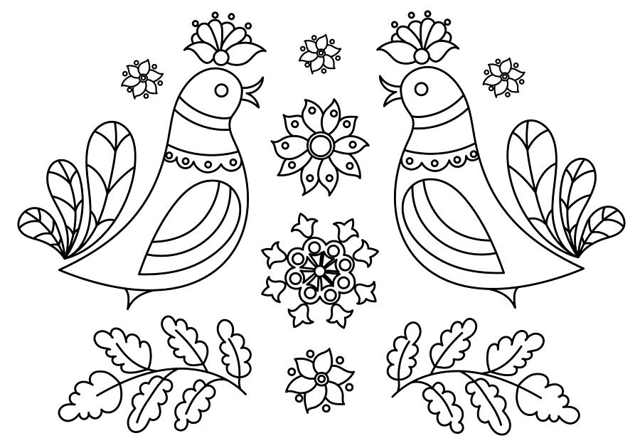 Winter birds floral hand drawn doodle digital art by sweet birdie studio
