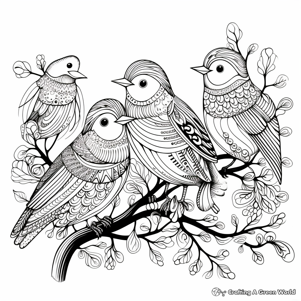 Winter birds coloring pages