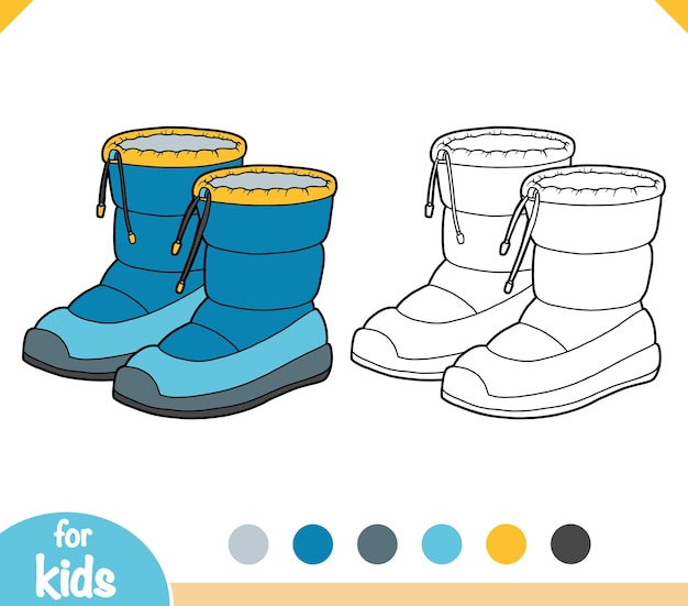 Premium vector coloring book cartoon shoe collection waterproof snow boots