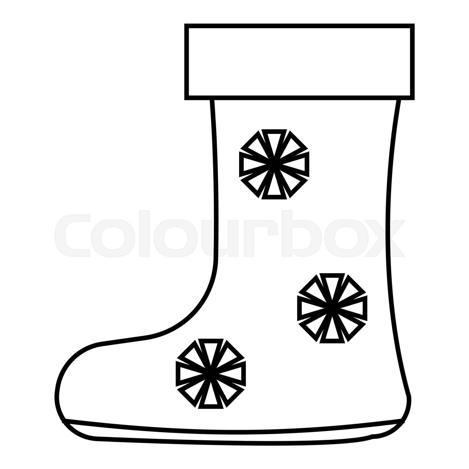 Winter boot with snowflake icon outline style stock vector