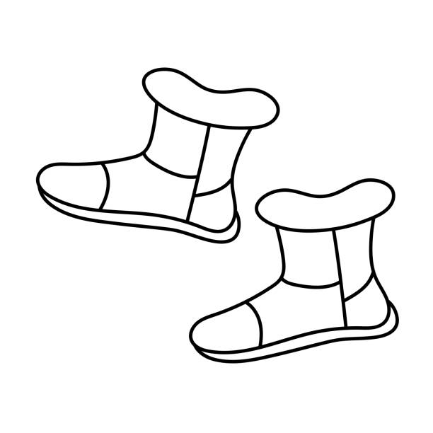 Winter ugg boots in doodle style stock illustration