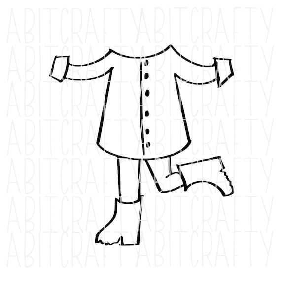 Winter coat with boots christmascoloring page svg png digital download sublimation cricut silhouette hand drawn dollardeal