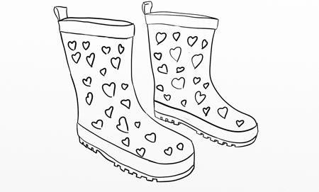 Boot with hearts outline â