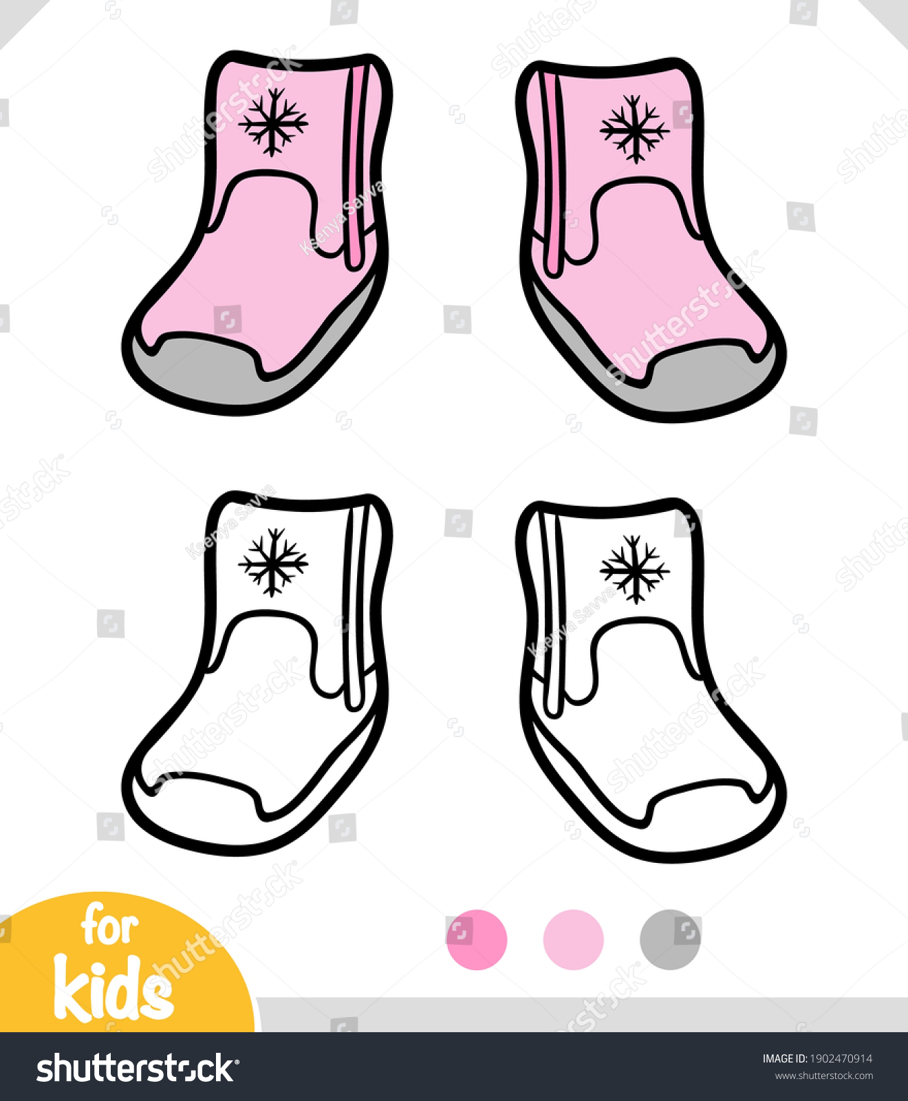 Coloring book children fur winter boots stock vector royalty free