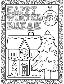 Winter break coloring pages by happy onion studio tpt