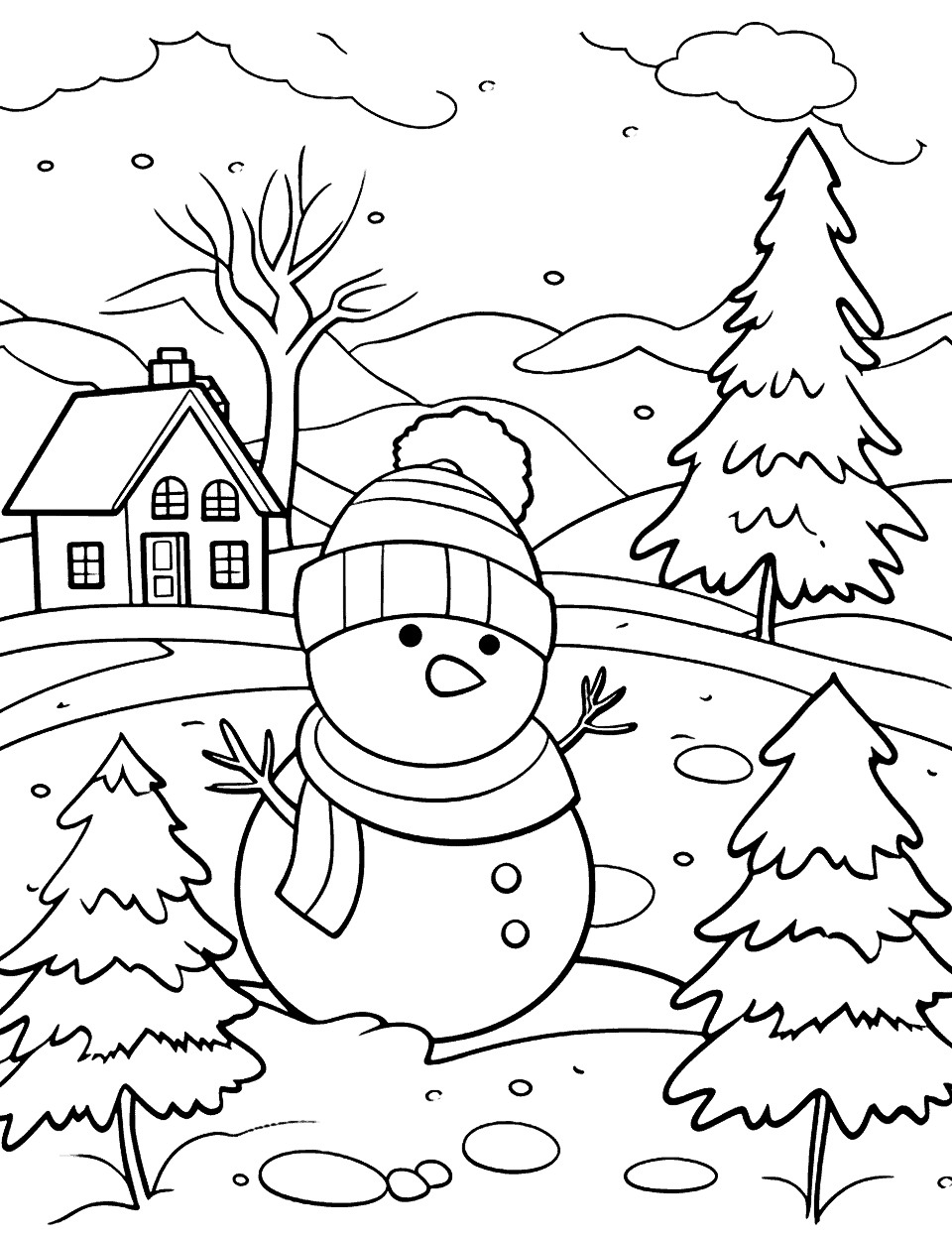 Winter coloring pages free printable sheets