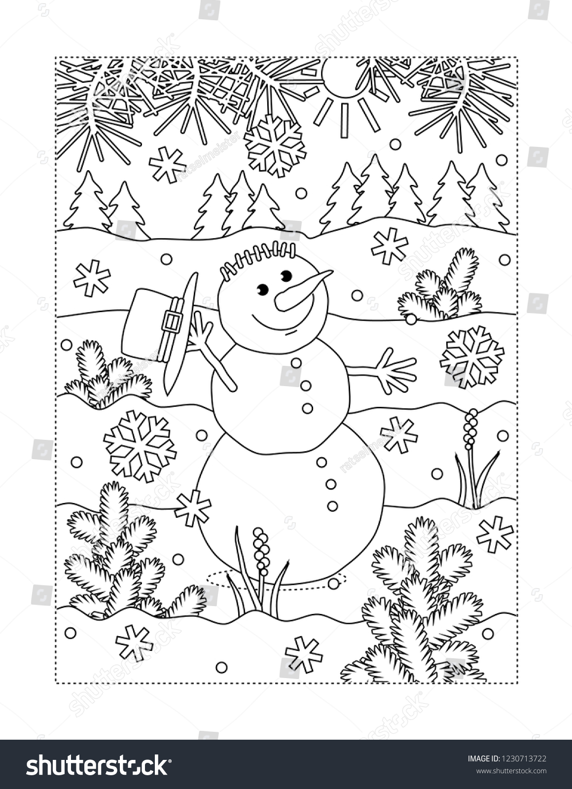 Winter holidays joy themed coloring page stock vector royalty free