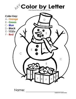 My color by letter and number snowman