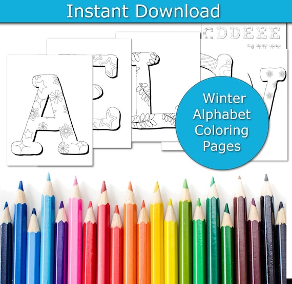 Winter coloring pages alphabet coloring book preschool winter printables educational printable alphabet learning aid kids coloring fun