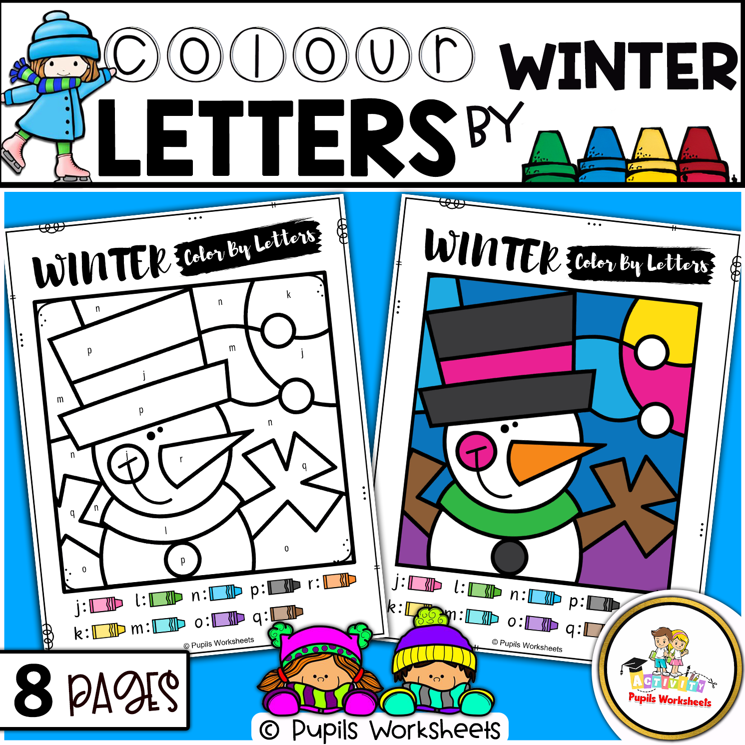 Winter color by letter worksheets i winter letter recognition coloring pages made by teachers