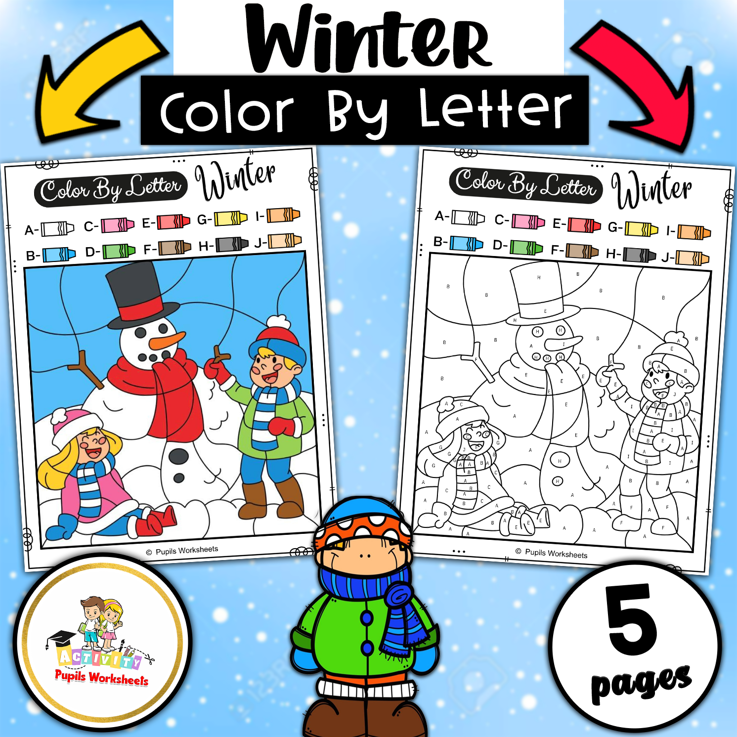 Color by letter worksheets i winter coloring pages i winter color by code teaching resources