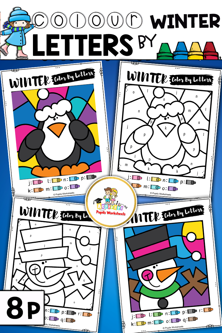 Winter color by letter worksheets i winter letter recognition coloring pages made by teachers