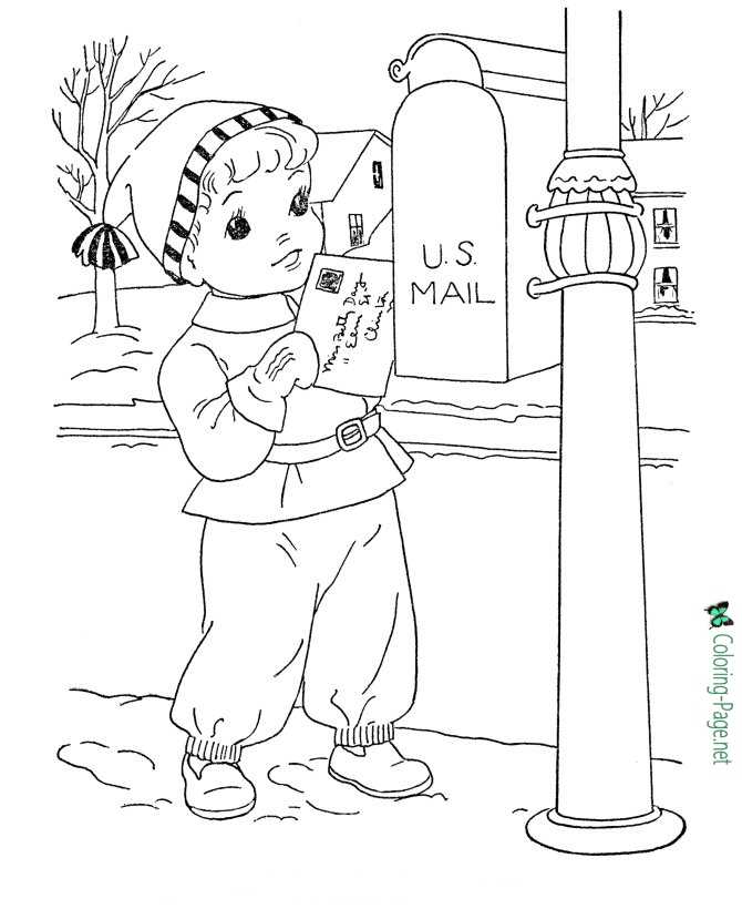 Winter coloring pages santa letter