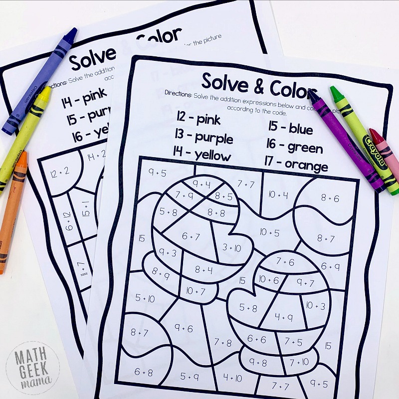 Free winter solve color addition to practice