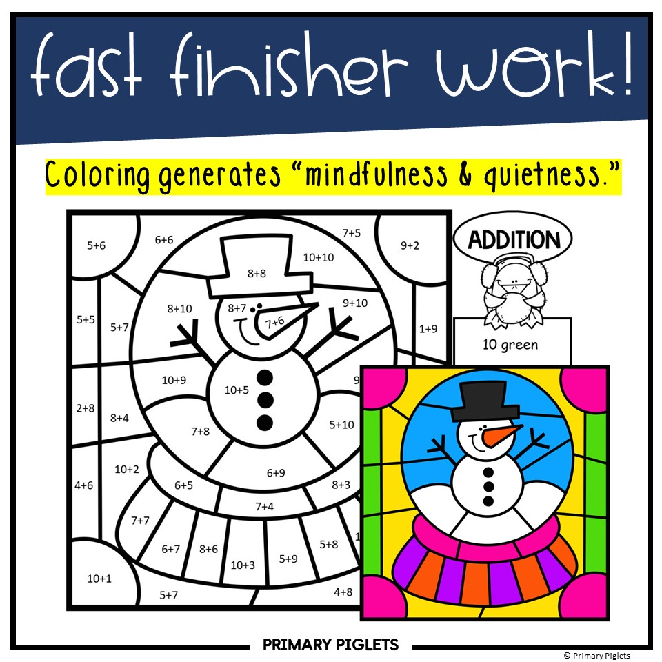 Winter color by number addition to winter color by code addition facts winter coloring pages made by teachers