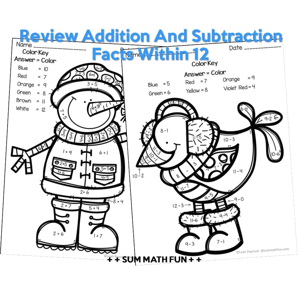 Free winter math worksheets